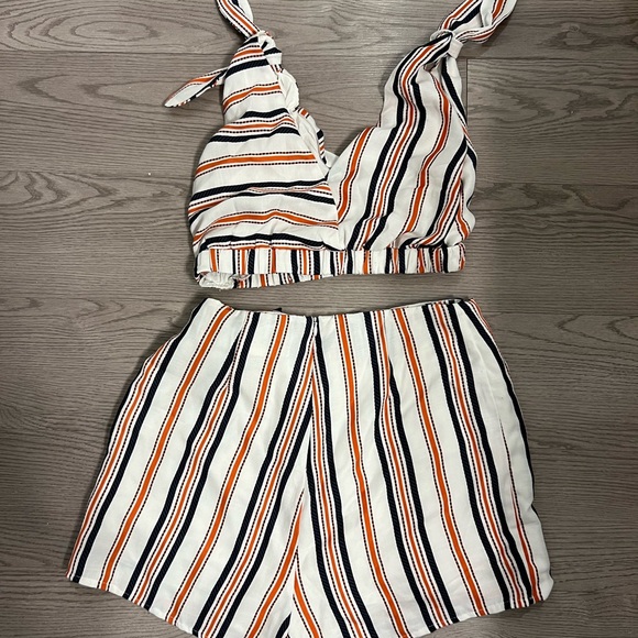 Striped Two-Piece Set with Tie Straps - Picture 2 of 2